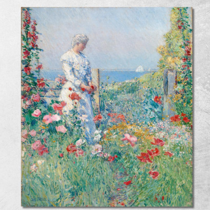 Nel Giardino Celia Thaxter Nel Suo Giardino Childe Hassam chs26 quadro stampato su tela