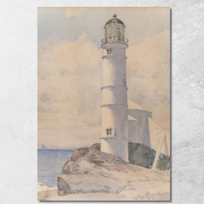 Faro Isola Di Shoals Childe Hassam chs33 quadro stampato su tela