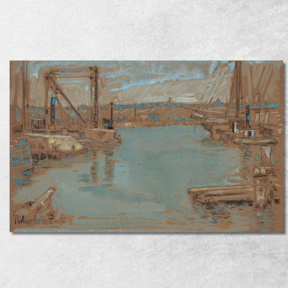 Molo Del Fiume Nord New York Childe Hassam chs46 quadro stampato su tela