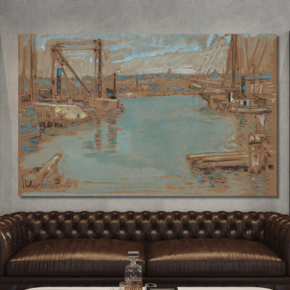 Molo Del Fiume Nord New York Childe Hassam chs46 quadro stampato su tela