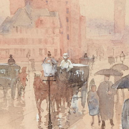 Giorno Di Pioggia Columbus Avenue Boston Childe Hassam chs57 quadro stampato su tela