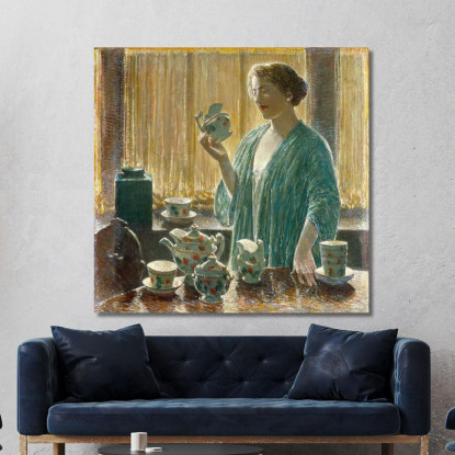 Set Da Tè Alla Fragola Childe Hassam chs66 quadro stampato su tela