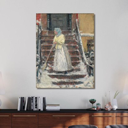 Spazzare La Neve Childe Hassam chs71 quadro stampato su tela