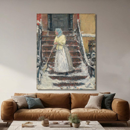 Spazzare La Neve Childe Hassam chs71 quadro stampato su tela