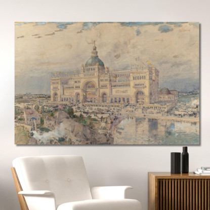 Lo Spettacolo Mackaye Con Il Padiglione Dell'Iowa In Primo Piano Esposizione Colombiana Childe Hassam chs80 quadro stampato su
