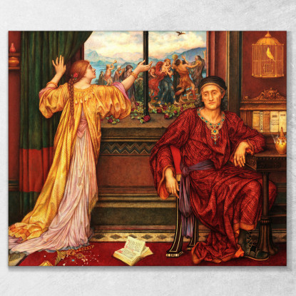 La Gabbia Dorata Evelyn De Morgan emg40 quadro stampato su tela