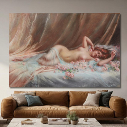 Nudo Con Rose Delphin Enjolras dej26 quadro stampato su tela