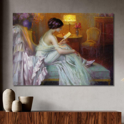 Leggere Alla Luce Della Lampada Delphin Enjolras dej31 quadro stampato su tela