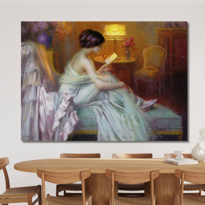 Leggere Alla Luce Della Lampada Delphin Enjolras dej31 quadro stampato su tela