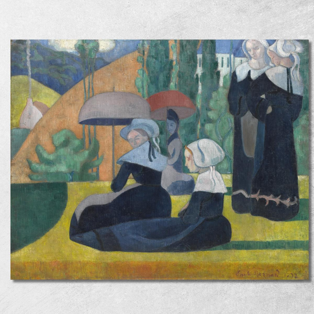 Donne Bretoni Con Ombrelli Emile Bernard ebr9 quadro stampato su tela