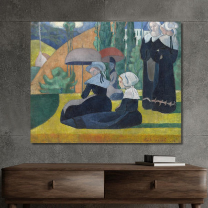 Donne Bretoni Con Ombrelli Emile Bernard ebr9 quadro stampato su tela