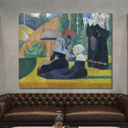 Donne Bretoni Con Ombrelli Emile Bernard ebr9 quadro stampato su tela