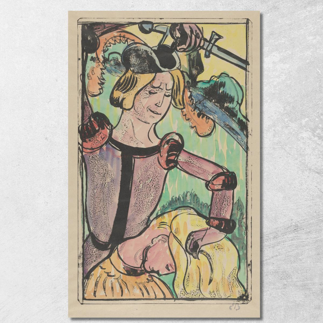 La Prende Per I Suoi Lunghi E Bellissimi Capelli La Moglie Infedele 2 Emile Bernard ebr19 quadro stampato su tela