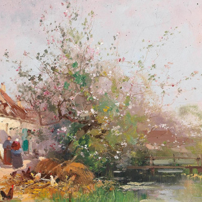 Giornata Di Primavera Sulla Riva Del Torrente Eugène Galien-Laloue egl12 quadro stampato su tela