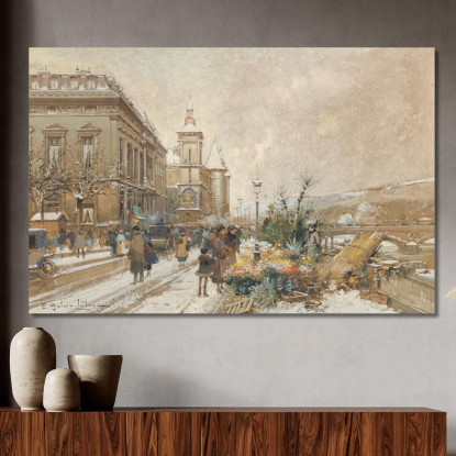 Il Mercato Dei Fiori Eugène Galien-Laloue egl30 quadro stampato su tela