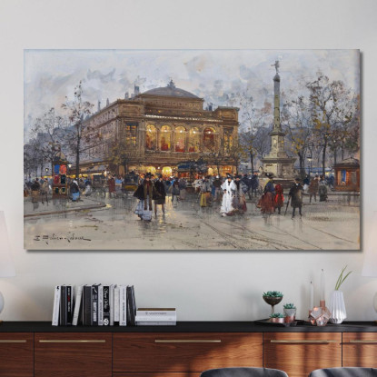 Il Théâtre Du Châtelet Parigi 2 Eugène Galien-Laloue egl34 quadro stampato su tela