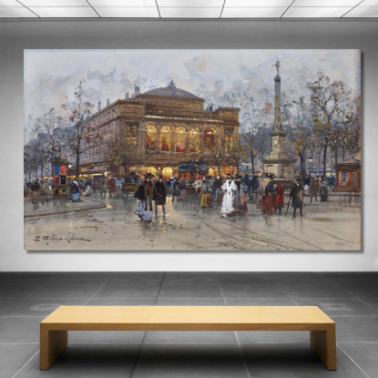 Il Théâtre Du Châtelet Parigi 2 Eugène Galien-Laloue egl34 quadro stampato su tela