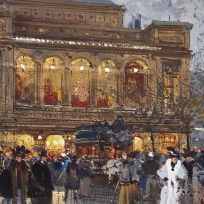 Il Théâtre Du Châtelet Parigi 2 Eugène Galien-Laloue egl34 quadro stampato su tela