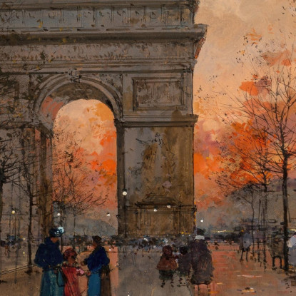 L'Arco Di Trionfo Place De L'Etoile Eugène Galien-Laloue egl39 quadro stampato su tela