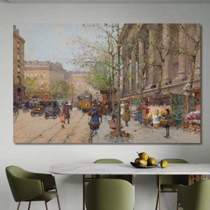 Mercato Dei Fiori Place De La Madeleine Eugène Galien-Laloue egl43 quadro stampato su tela