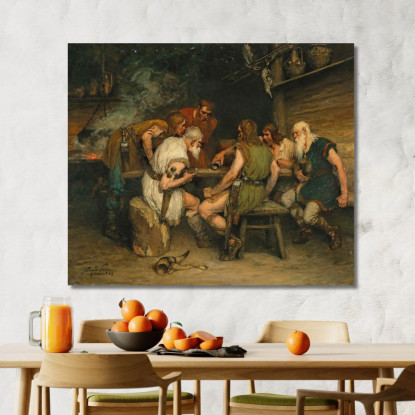 Un Gioco Di Dadi Ferdinand Leeke flk1 quadro stampato su tela