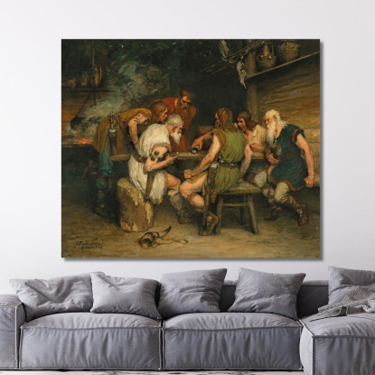 Un Gioco Di Dadi Ferdinand Leeke flk1 quadro stampato su tela