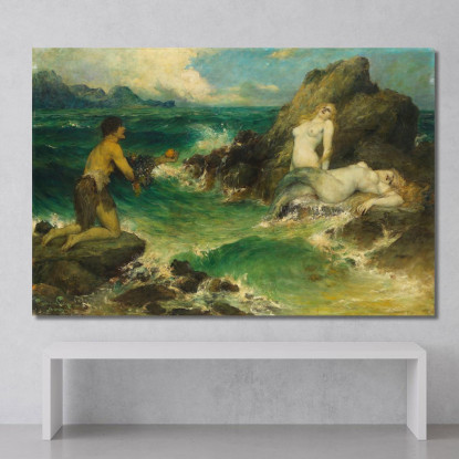 Sirene Ferdinand Leeke flk5 quadro stampato su tela