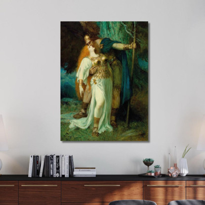 L'Addio Di Wotan A Brunilde Ferdinand Leeke flk16 quadro stampato su tela