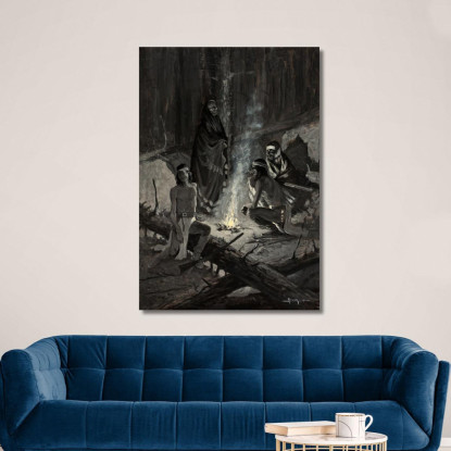 Segnale Di Fuoco Apache Frederic Remington frm8 quadro stampato su tela