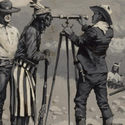 Guardando Attraverso Il Telescopio Frederic Remington frm23 quadro stampato su tela