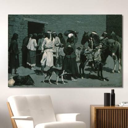Villaggio Indiano Pueblo Frederic Remington frm30 quadro stampato su tela