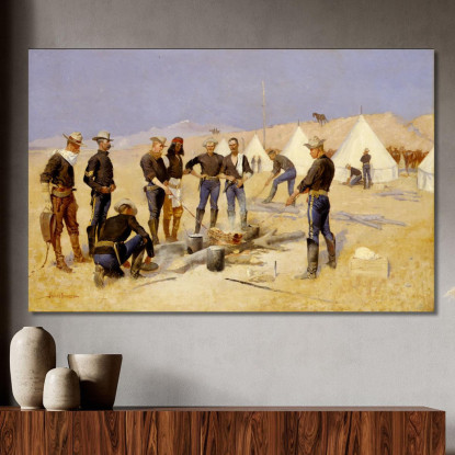 Arrostire Il Manzo Di Natale In Un Campo Di Cavalleria Frederic Remington frm32 quadro stampato su tela