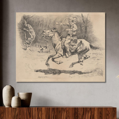 Spronare Il Cavallo All'Inseguimento Frederic Remington frm35 quadro stampato su tela