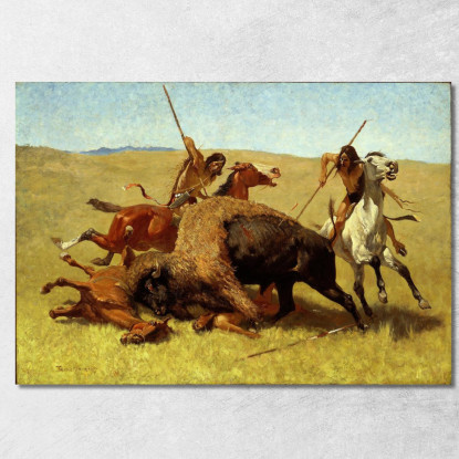 La Caccia Al Bufalo Frederic Remington frm38 quadro stampato su tela