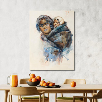 Donna E Bambino Maori Frances Hodgkins fhd18 quadro stampato su tela