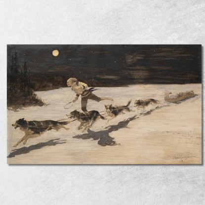 I Cani Huskie Sull'Autostrada Ghiacciata Parlano Di Zucca Muschiata Frederic Remington frm67 quadro stampato su tela