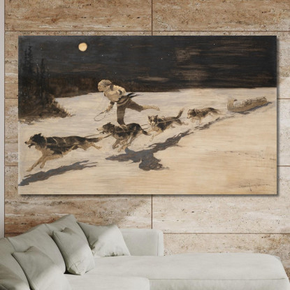 I Cani Huskie Sull'Autostrada Ghiacciata Parlano Di Zucca Muschiata Frederic Remington frm67 quadro stampato su tela