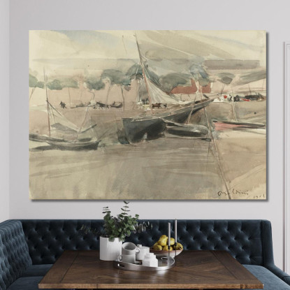 Barche Ormeggiate Giovanni Boldini gbd42 quadro stampato su tela