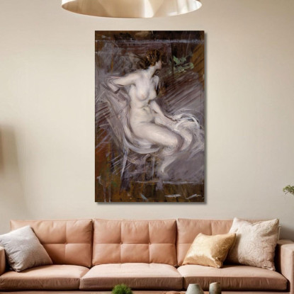 Nudo Di Giovane Seduta Nudo Color Perla Giovanni Boldini gbd44 quadro stampato su tela