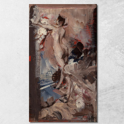 Nudo Femminile Con Pelle Di Tigre Study Giovanni Boldini gbd45 quadro stampato su tela
