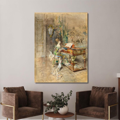 Pianista In Abito Settecentesco Giovanni Boldini gbd48 quadro stampato su tela