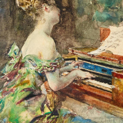 Pianista In Abito Settecentesco Giovanni Boldini gbd48 quadro stampato su tela