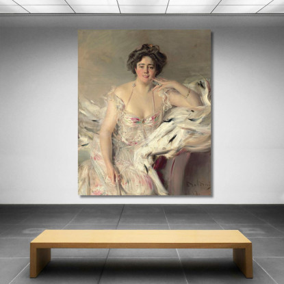 Ritratto Di Lady Nanne Schrader Nata Wiborg Giovanni Boldini gbd64 quadro stampato su tela