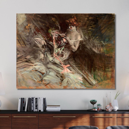 L'Interno Dell'Abito Da Ballo Con La Giovane Ragazza Che Cuce Giovanni Boldini gbd83 quadro stampato su tela