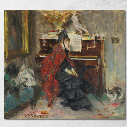 Donna Al Pianoforte Giovanni Boldini gbd91 quadro stampato su tela