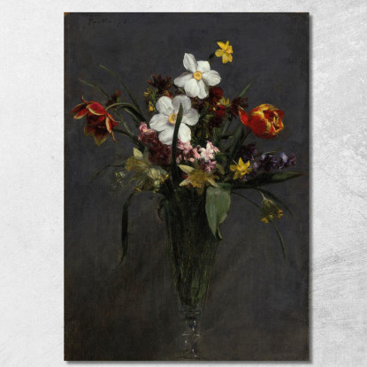 Fiori Primaverili Tulipani Narcisi Giacinti Narcisi E Violacciocche Henri Fantin-Latour hft22 quadro stampato su tela