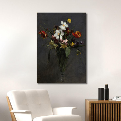 Fiori Primaverili Tulipani Narcisi Giacinti Narcisi E Violacciocche Henri Fantin-Latour hft22 quadro stampato su tela