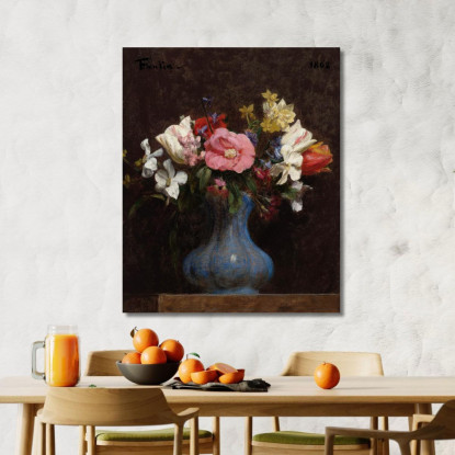 Fiori Camelie E Tulipani Henri Fantin-Latour hft25 quadro stampato su tela