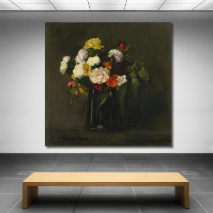 Fiori Henri Fantin-Latour hft26 quadro stampato su tela