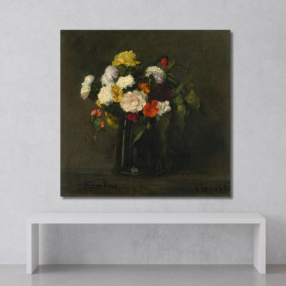 Fiori Henri Fantin-Latour hft26 quadro stampato su tela